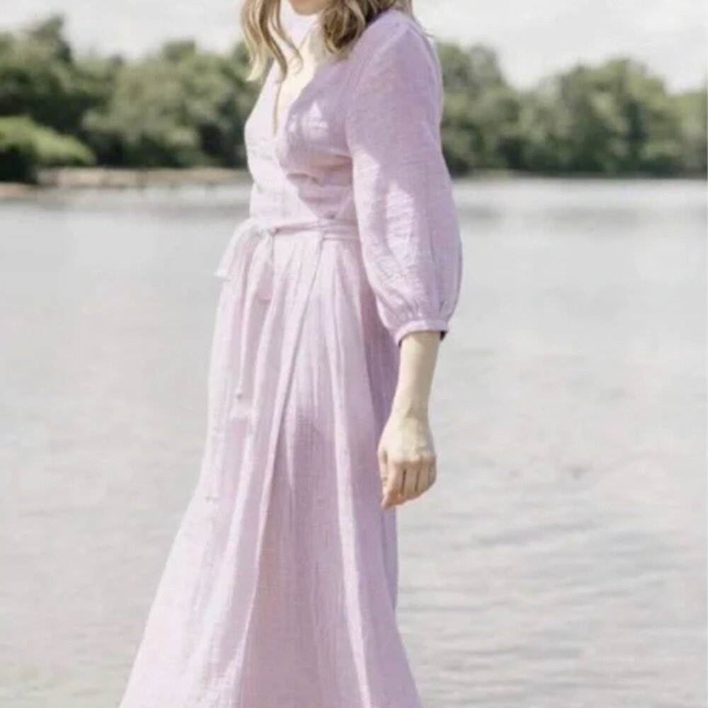 Voloshin Lavender Cotton Gauze Louisa Wrap Dress XS/S